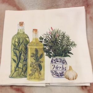 Olive Oil & Herbs Flour Sack Dish Towel by  Alices Cottage NWT Cotton 24”x38”